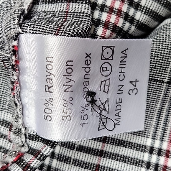 VGUC- Legend London Plaid Stretch Skinny Pants w/Side Stripe 34 Waist - Picture 7 of 7